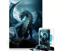 Rompecabezas para Adultos de 1000 Piezas Dragón Azul Anciano del Agua,Diversión con articulaciones Finas,Actividad Mental Inteligente,Juego Relajante, Tranquilo 38x26cm