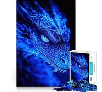 Rompecabezas para Adultos de 1000 Piezas Dragón Azul,diseño de Primer Plano,Corte preciso,Divertido,Actividad Mental Inteligente,Tiempo de Ocio entretenido,Regalo de cumpleaños para Aficionados