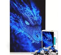 Rompecabezas para Adultos de 1000 Piezas: Dragón Azul en Primer Plano, Juguetes para armar, Entrena tu Cerebro y Tus Manos, con póster y Hoja de Preguntas a Juego 38x52cm