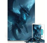 Rompecabezas para Adultos de 1000 Piezas Dragón Azul en un Clima tormentoso,Encaje, Arte,Juego de concentración,Juego para el Tiempo Libre,Regalo de cumpleaños 38x52cm
