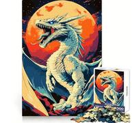 Rompecabezas para Adultos de 1000 Piezas: Dragón Blanco rugiendo bajo la Luna Llena Pensamiento estratégico, relajación y evasión Ajuste preciso Un Bonito Regalo (50x75cm)