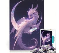 Rompecabezas para Adultos de 1000 Piezas Dragón Blanco sobre Luna Creciente Juegos Familiares interacción Entre Padres e Hijos Regalos para Amigos y Familiares 38x52cm