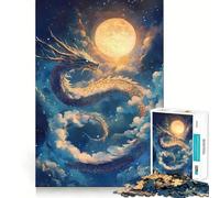 Rompecabezas para Adultos de 1000 Piezas Dragón Celestial bajo cielos iluminados por la Luna Juguete Inteligente de Corte Premium para jugardesarrollar el Cerebro Ideal para divertirse en Momentos