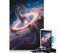 Rompecabezas para Adultos de 1000 Piezas Dragón Celestial en Nebulosa cósmica Bordes Finos Juego Divertido para concentrarse y Relajarse Regalo Ideal para cumpleaños (38x26cm)