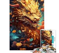 Rompecabezas para Adultos de 1000 Piezas dragón Chino difícil y desafiante Divertido para Mayores de 14 años (38x26cm)