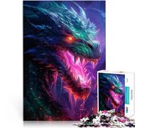 Rompecabezas para Adultos de 1000 Piezas Dragón de Fuego púrpura Juguete Educativo para aliviar el estrés Una Obra de Arte 38x26cm