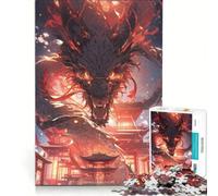 Rompecabezas para Adultos de 1000 Piezas: Dragón de Fuego sobre la Ciudad, Juegos Familiares, Actividades Divertidas en casa, Regalo de cumpleaños, obsequios 38x26cm