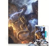Rompecabezas para Adultos de 1000 Piezas Dragón de tormenta Juego Divertido antiestrés con Piezas de Formas aleatorias Que encajan Perfectamente 50x75cm