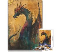 Rompecabezas para Adultos de 1000 Piezas: Dragón Dorado Antiguo, Hermoso diseño, análisis de Juego y lógica, Regalo de Amigo Secreto, tamaño 38x52cm