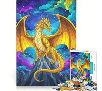 Rompecabezas para Adultos de 1000 Piezas Dragón Dorado en la Cima de una montaña, Juguetes para armar, interacción Entre Padres e Hijos, cumpleaños y Navidad 38x26cm
