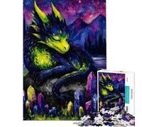 Rompecabezas para Adultos de 1000 Piezas Dragón Durmiente en Paisaje de Cristal Rompecabezas para Adultos Juguete decoración de Pared Corte de precisión cumpleaños (38x52cm)