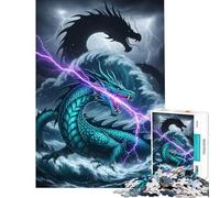 Rompecabezas para Adultos de 1000 Piezas Dragón en Mares tormentosos con relámpagos Rompecabezas de 1000 Piezas Juguete Educativo Divertido y entretenido Juego Familiar desafiante (38x26cm)