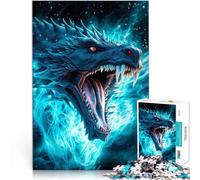 Rompecabezas para Adultos de 1000 Piezas Dragón Furia Azul Hecho de Madera para Mayores de 14 años Decoración Perfecta Regalo de Obra de Arte tamaño:50x75cm