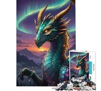 Rompecabezas para Adultos de 1000 Piezas Dragón majestuoso con Aurora Boreal Un desafío Educativo para la diversión Familiar Juego Familiar para Mayores de 14 años Juego de Rompecabezas Disponible