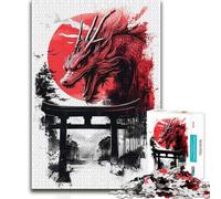 Rompecabezas para Adultos de 1000 Piezas: Dragón Rojo sobre la Puerta Torii, Juego desafiante, Juguetes educativos, Regalos de Amigo Secreto, 50x75cm (1000 Piezas)