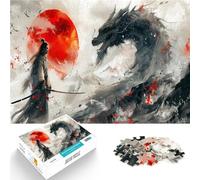 Rompecabezas para Adultos de 1000 Piezas Dragón samurái japonés Juguetes de Entretenimiento Familiar Mejorar el Amor Entre Parejas 52x38cm