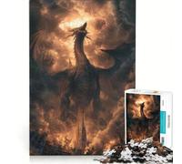 Rompecabezas para Adultos de 1000 Piezas: Dragón sobre una Ciudad en Llamas, Juego de ingenio, decoración de Pared, Lista de Deseos con Papá Noel 38x52cm