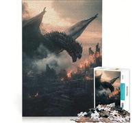 Rompecabezas para Adultos de 1000 Piezas: Dragón sobre una Ciudad en Llamas, Juego de ingenio, desafiante de completar, colección de Artistas, Bellas Artes 50x75cm