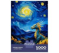 Rompecabezas para Adultos De 1000 Piezas Dragon Under Starry Night Rompecabezas para Adultos Juegos Relajantes Decoración Cumpleaños 70x50cm/1000pcs