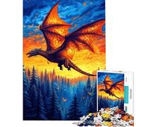 Rompecabezas para adultos de 1000 piezas Dragón volando sobre un paisaje forestal Rompecabezas para adolescentes juegos relajantes divertidos y originales Regalos de cumpleaños únicos (tamaño 50x75cm)