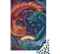 Rompecabezas para Adultos De 1000 Piezas Dragon Vs. Phoenix Cosmic Battle Rompecabezas para Adolescentes Juego De Ingenio Decoración del Hogar Actividades Divertidas En Casa, 38x26cm/1000pcs