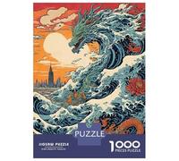 Rompecabezas para Adultos De 1000 Piezas Dragon Wave Japan Rompecabezas Antiestrés Juguetes Divertidos Y Humorísticos Actividades Divertidas En Casa, 70x50cm/1000pcs