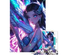 Rompecabezas para Adultos de 1000 Piezas Dragón y Chica neón Bond Rompecabezas para Adolescentes Juegos relajantes Divertidos y con Humor cumpleaños (tamaño 50x75cm)