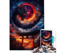 Rompecabezas para Adultos de 1000 Piezas Dragón y Puerta Torii Juguete de Rompecabezas para Adultos Decoración de Pared Desafío difícil cumpleaños (Tamaño 50x75cm)