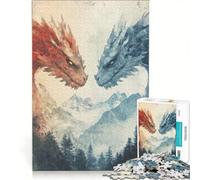Rompecabezas para Adultos de 1000 Piezas: Dragones de Fuego y Hielo, Juguetes para armar, Carrera de Velocidad Manual, con Piezas de Formas aleatorias Que encajan Perfectamente 50x75cm