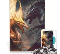 Rompecabezas para Adultos de 1000 Piezas: Dragones en conflicto, Juego de ingenio, desafiante de completar, colección de Artistas, Bellas Artes 38x26cm