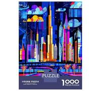 Rompecabezas para Adultos De 1000 Piezas Dubai Vibrant Skyline - Geometric Cityscape Art Rompecabezas para Adultos Juguetes Antiestrés Decoración Actividades Divertidas En Casa 70x50cm/1000pc