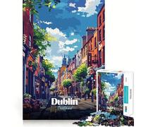 Rompecabezas para Adultos de 1000 Piezas Dublín,Irlanda Ilustración de Vista de Calle Corte Diversión Desafío Inteligente Juego Tranquilo Arte (50x75cm)