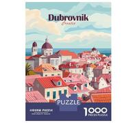 Rompecabezas para Adultos De 1000 Piezas Dubrovnik Croatia Cityscape Illustration Rompecabezas para Adultos Juego Práctico Montaje De Patrones Cumpleaños Y Navidad 38x26cm/1000pcs