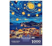 Rompecabezas para Adultos De 1000 Piezas Dubrovnik Croatia Starry Night Art Rompecabezas para Adultos Juegos De Relajación Desafío Difícil Juego Desafiante Regalos 38x26cm/1000pcs
