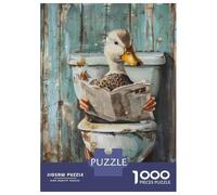 Rompecabezas para Adultos De 1000 Piezas Duck Reading Newspaper in Toilet Rompecabezas para Adolescentes Juguetes De Bricolaje Corte De Precisión Difícil Y Desafiante 52x38cm/1000pcs