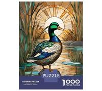 Rompecabezas para Adultos De 1000 Piezas Duck Stained Glass Rompecabezas para Adultos Juguete Decoración De Pared Decoración del Hogar Regalos para Amigos Y Familiares 52x38cm/1000pcs