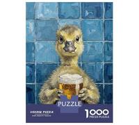 Rompecabezas para Adultos De 1000 Piezas Duckling with Beer Painting Rompecabezas Juguetes Antiestrés, Divertidos Y Humorísticos Regalos para Reducir El Estrés 52x38cm/1000pcs