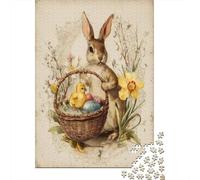 Rompecabezas para Adultos De 1000 Piezas Easter Basket with Bunny and Chick Rompecabezas para Adultos Juguete Decoración De Pared Difícil Regalos para Amigos Y Familiares 70x50cm/1000pcs