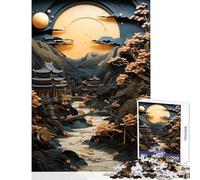 Rompecabezas para Adultos de 1000 Piezas Eclipse japonés Dorado Juguete Educativo Regalo de Amigo Secreto Juegos Divertidos para Mejorar el Amor en Pareja tamaño 50x75cm