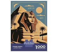 Rompecabezas para Adultos De 1000 Piezas Egyptian Sphinx and Pyramid Illustration Rompecabezas para Adultos Juegos Relajantes Decoración Cumpleaños 38x26cm/1000pcs
