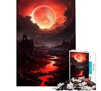 Rompecabezas para Adultos de 1000 Piezas El Ascenso de la Luna de Sangre difícil y desafiante Regalos para Mujeres Juguetes antiestrés para Mayores de 14 años Juego 38x26cm