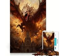 Rompecabezas para Adultos de 1000 Piezas El Ataque del dragón de Fuego Ajuste Juego de lógica y Habilidad Juego Lento Relajante (50x75cm)
