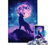 Rompecabezas para Adultos de 1000 Piezas El aullido de la Luna del Lobo Juguetes adictivos para Cultivar la Paciencia Juegos Divertidos y educativos Regalo de cumpleaños (tamaño 38x52cm)