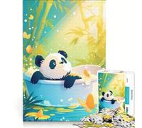 Rompecabezas para Adultos de 1000 Piezas El bebé Panda y la bañera en la Jungla Un Juego práctico Divertido y con Humor Ideal para Decorar el Escritorio 38x52cm