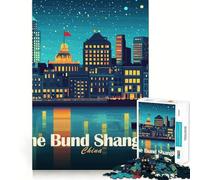 Rompecabezas para Adultos de 1000 Piezas El Bund Shanghái China Paisaje Nocturno Juego de Ajuste preciso Juguete Inteligente para el Cerebro Tiempo Libre Regalo de cumpleaños para la Mente (38x26cm)