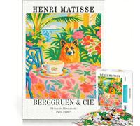 Rompecabezas para Adultos de 1000 Piezas El Cuadro Perro y café de Henri Matisse Juego Educativo decoración para el hogar Ideal para Fortalecer el Amor en Pareja 50x75cm