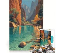 Rompecabezas para Adultos de 1000 Piezas: El desfiladero de Zion en otoño Juegos relajantes Regalo de cumpleaños o Navidad 38x52cm
