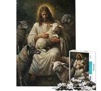 Rompecabezas para Adultos de 1000 Piezas El Divino Pastor con Ovejas y Lobos Rompecabezas Relajante para Adultos Ideal para divertirse en Familia cumpleaños y como Regalo (38x52cm)