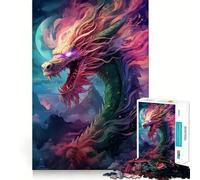 Rompecabezas para Adultos de 1000 Piezas El dragón de la Pesadilla del Despertar,Arte de Corte Exacto,Actividad Cerebral,Juego Divertido para Relajarse,Arte navideño para el hogar (38x52cm)