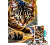 Rompecabezas para Adultos de 1000 Piezas El enfrentamiento Entre el Gato y el ratón Diversión en casa Un Reto desafiante para ejercitar la Mente Apto para Mayores de 14 años 38x26cm